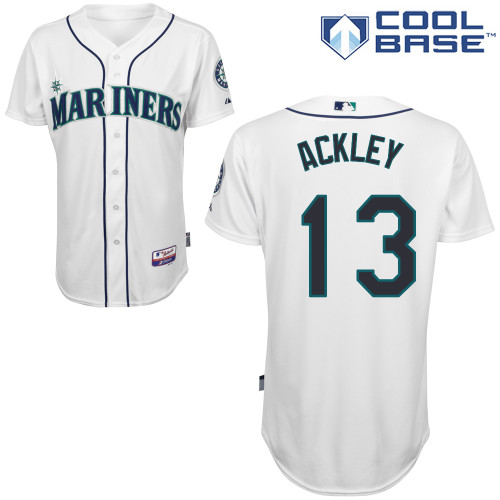 Dustin Ackley #13 MLB Jersey-Seattle Mariners Men's Authentic Home White Cool Base Baseball Jersey